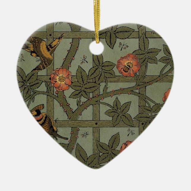 William Morris Trellis Wallpaper Art Ceramic Ornament (Front)