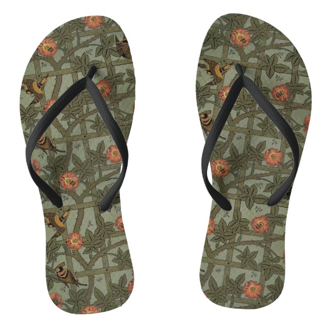 William Morris Trellis Wallpaper Art Flip Flops (Footbed)