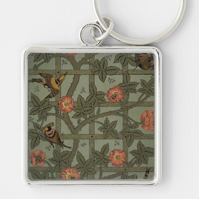 William Morris Trellis Wallpaper Art Keychain (Front)