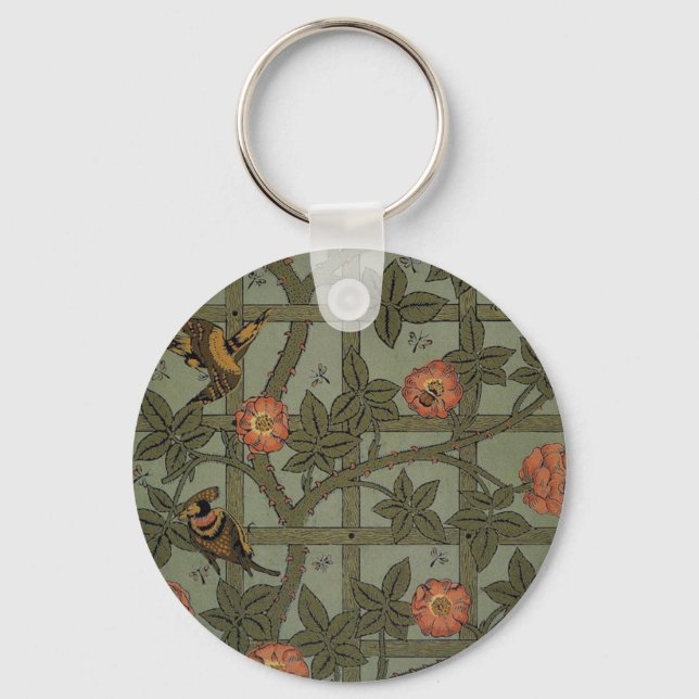 William Morris Trellis Wallpaper Art Keychain (Front)