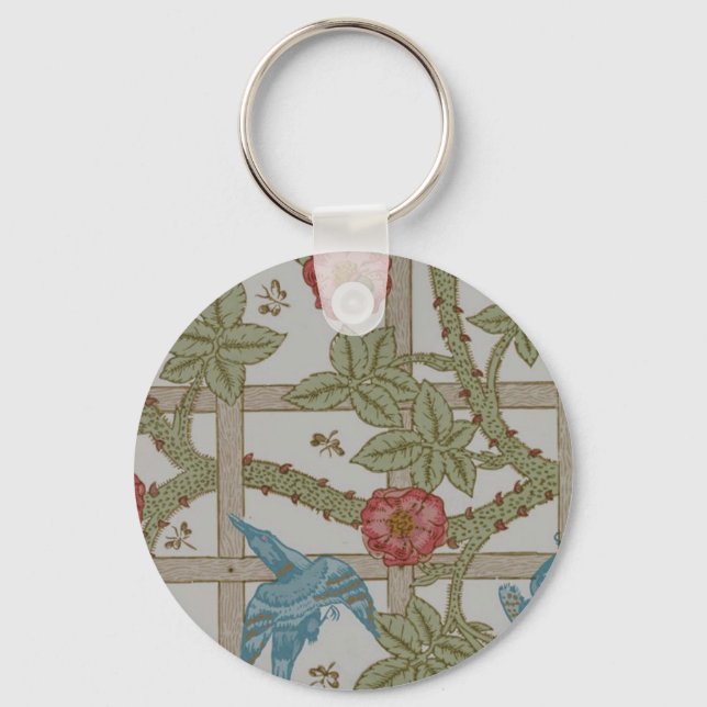 William Morris Trellis Wallpaper Art Keychain (Front)