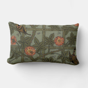 William Morris Trellis Wallpaper Art Lumbar Pillow