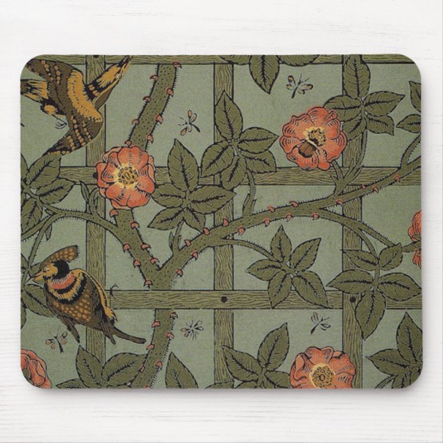 William Morris Trellis Wallpaper Art Mouse Pad (Front)