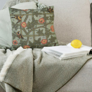 William Morris Trellis Wallpaper Art Throw Pillow