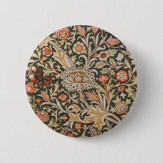 William Morris Trent Garden Flower Classic Botanic 2 Inch Round Button (Front)