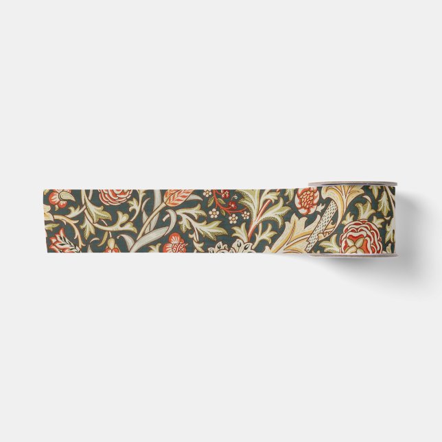 William Morris Trent Garden Flower Classic Botanic Satin Ribbon (Front)