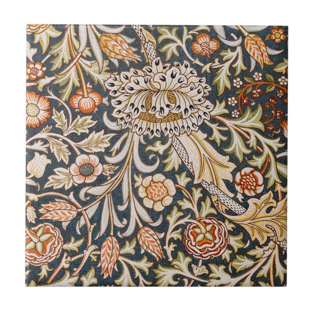 William Morris Trent Garden Flower Pattern Classic Tile (Front)