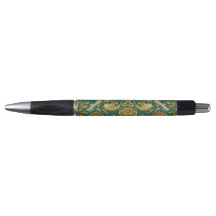 William Morris Tudor Rose Pattern Blue Golden Pen