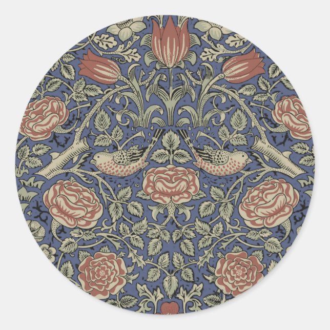 William Morris Tudor Rose Wallpaper Classic Round Sticker (Front)