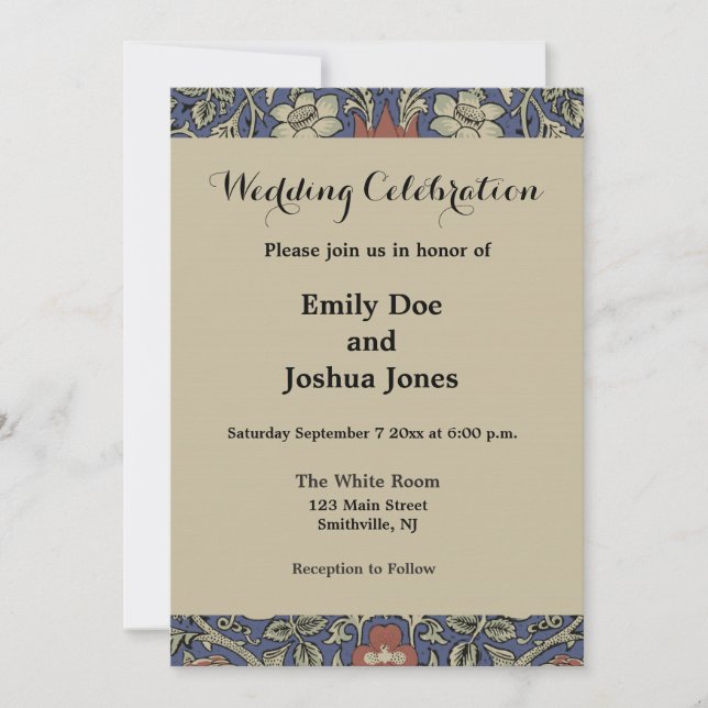 William Morris Tudor Rose Wallpaper Invitation (Front)