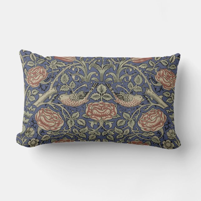 William Morris Tudor Rose Wallpaper Lumbar Pillow (Front)