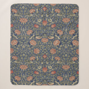 William Morris Tudor Rose Wallpaper Sherpa Blanket