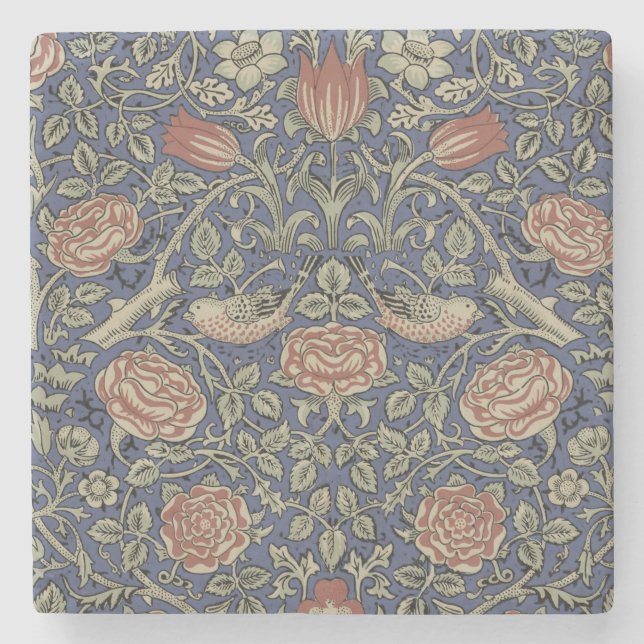 William Morris Tudor Rose Wallpaper Stone Coaster (Front)