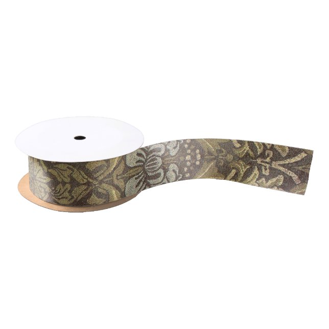 William Morris Tulip and Rose Pattern Satin Ribbon (Spool)