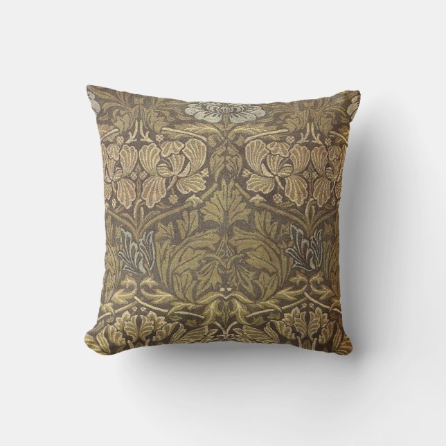William Morris Tulip and Rose Pattern Throw Pillow (Front)