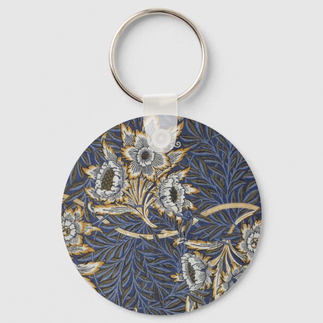 William Morris Tulip and Willow Floral Pattern Keychain (Front)