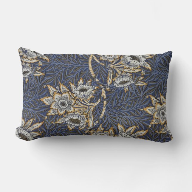 William Morris Tulip and Willow Floral Pattern Lumbar Pillow (Front)