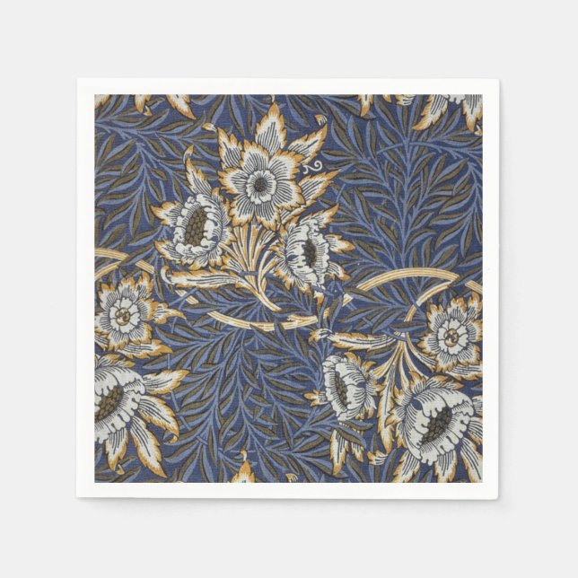 William Morris Tulip and Willow Floral Pattern Napkin (Front)