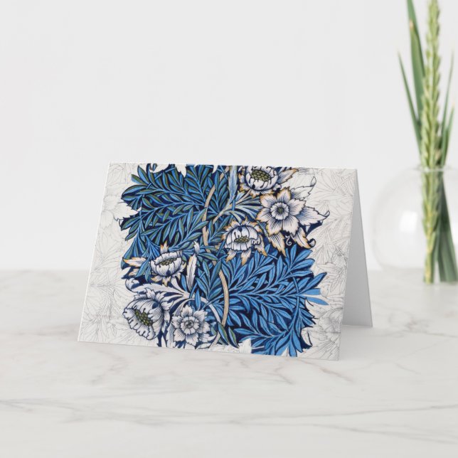 William Morris Tulip and Willow Folded Note Card (Front)