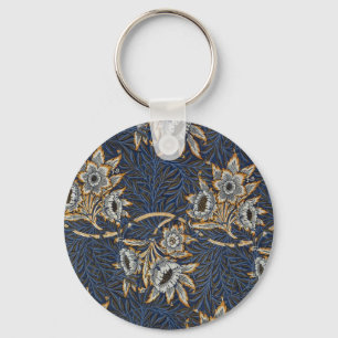william morris tulip and willow tapestry pattern keychain