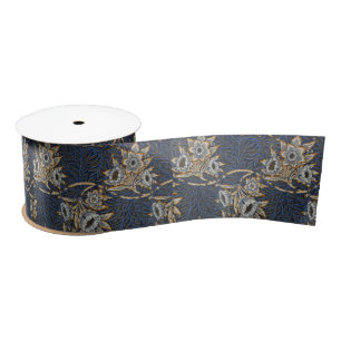 william morris tulip and willow tapestry pattern satin ribbon