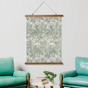 William Morris Tulip Green Floral Art Print Hanging Tapestry