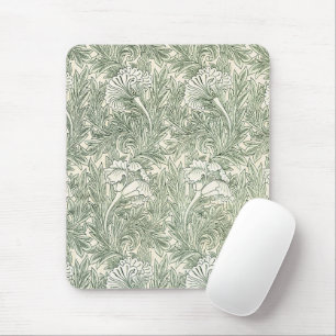 William Morris Tulip Green Floral Art Print Mouse Pad