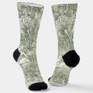 William Morris Tulip Green Floral Art Print Socks