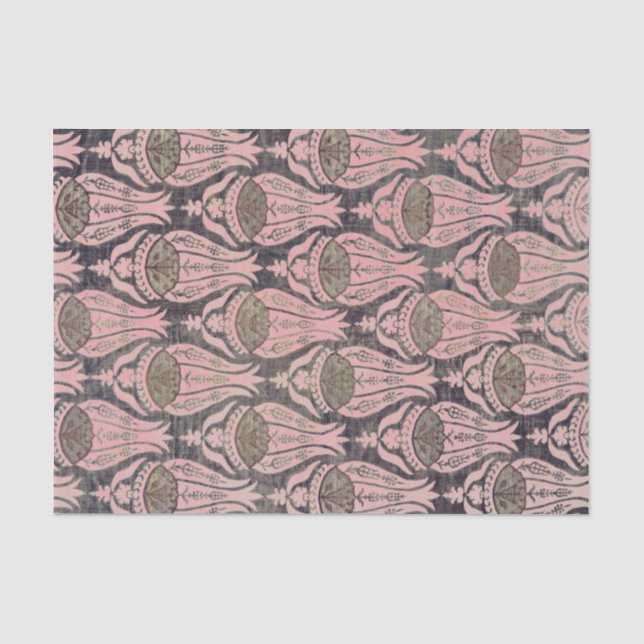 William Morris TULIP GREY AND PINK Tissue Paper (Front)