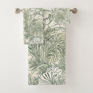 William Morris Tulip Wallpaper Classic Green Bath Towel Set