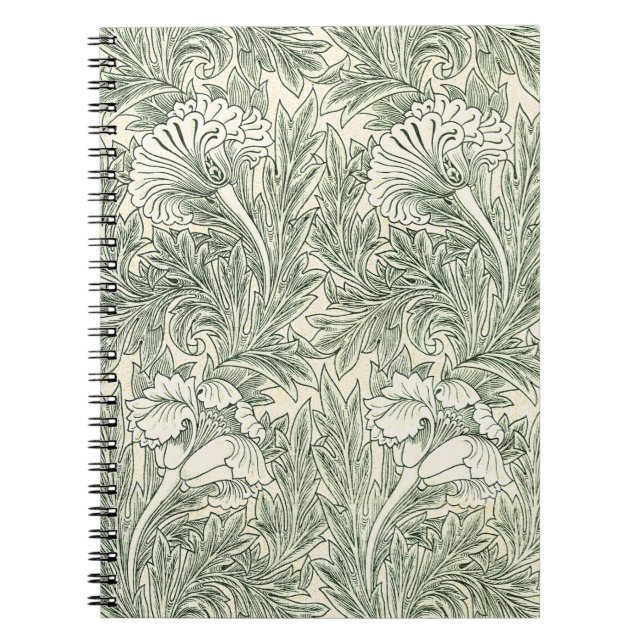 William Morris Tulip Wallpaper Classic Green Notebook (Front)