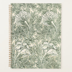William Morris Tulip Wallpaper Classic Green Planner