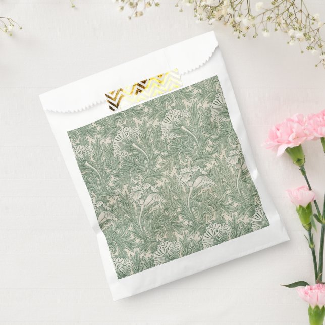 William Morris tulip wallpaper textile green Favour Bag (Sealed)