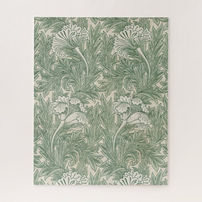 William Morris tulip wallpaper textile green Jigsaw Puzzle (Vertical)