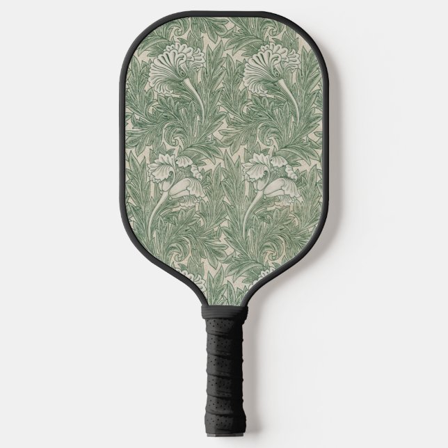 William Morris tulip wallpaper textile green Pickleball Paddle (Front)