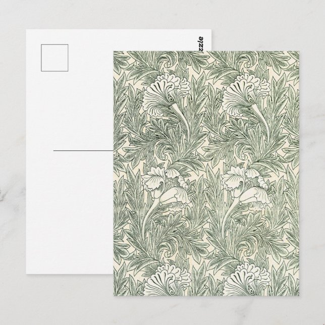 William Morris tulip wallpaper textile green Postcard (Front/Back)