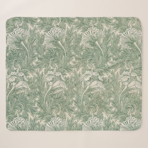William Morris tulip wallpaper textile green Sherpa Blanket