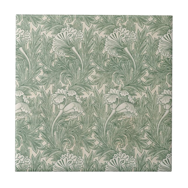 William Morris tulip wallpaper textile green Tile (Front)