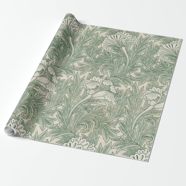 William Morris tulip wallpaper textile green Wrapping Paper (Unrolled)