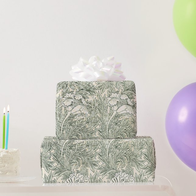 William Morris tulip wallpaper textile green Wrapping Paper (Party Gifts)