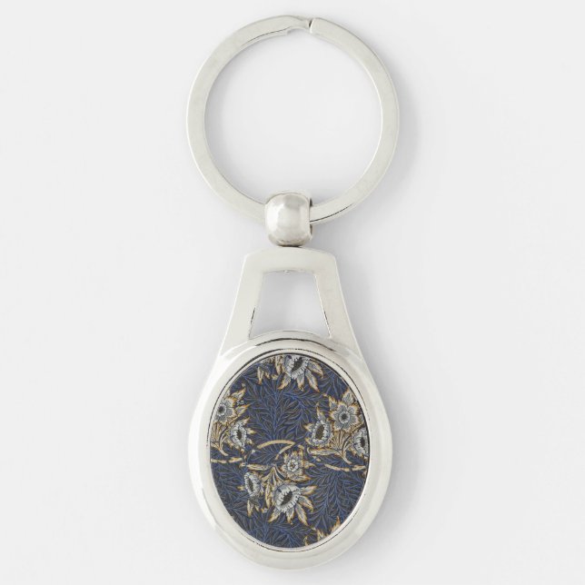 William Morris Tulip Willow Blue Pattern Keychain (Front)