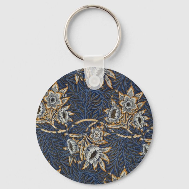 William Morris Tulip Willow Blue Pattern Keychain (Front)