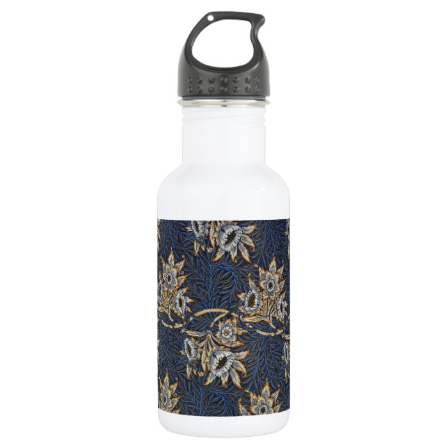 William Morris Tulip Willow Pattern Blue Floral 532 Ml Water Bottle (Front)