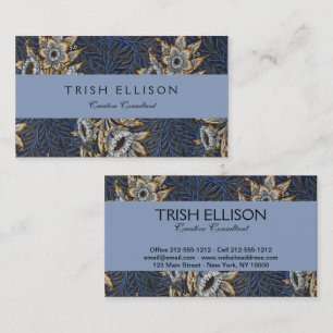 William Morris Tulip Willow Pattern Blue Floral Business Card