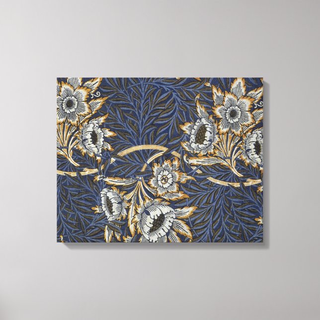William Morris Tulip Willow Pattern Blue Floral Canvas Print (Front)