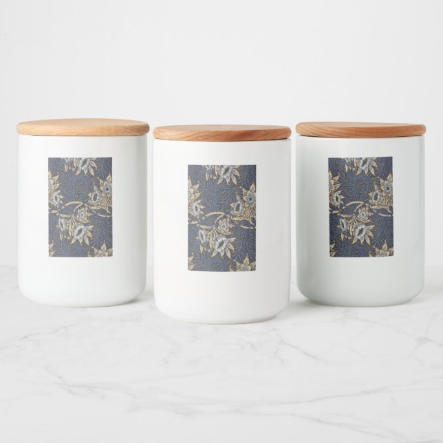 William Morris Tulip Willow Pattern Blue Floral Food Label (Bottles)