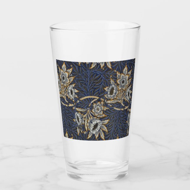 William Morris Tulip Willow Pattern Blue Floral Glass (Front)