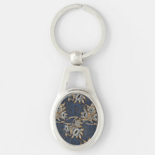 William Morris Tulip Willow Pattern Blue Floral Keychain