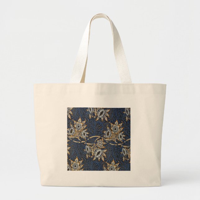 William Morris Tulip Willow Pattern Blue Floral Large Tote Bag (Front)