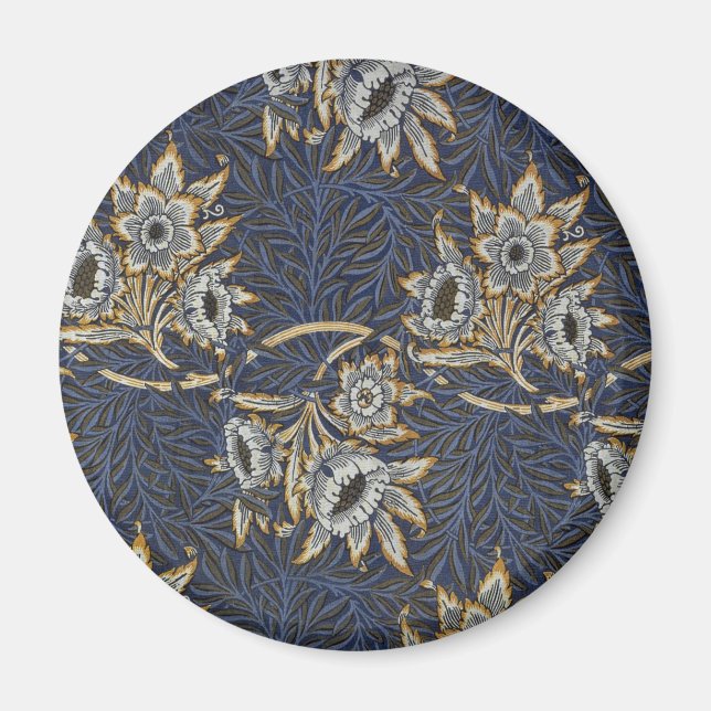 William Morris Tulip Willow Pattern Blue Floral Magnet (Front)